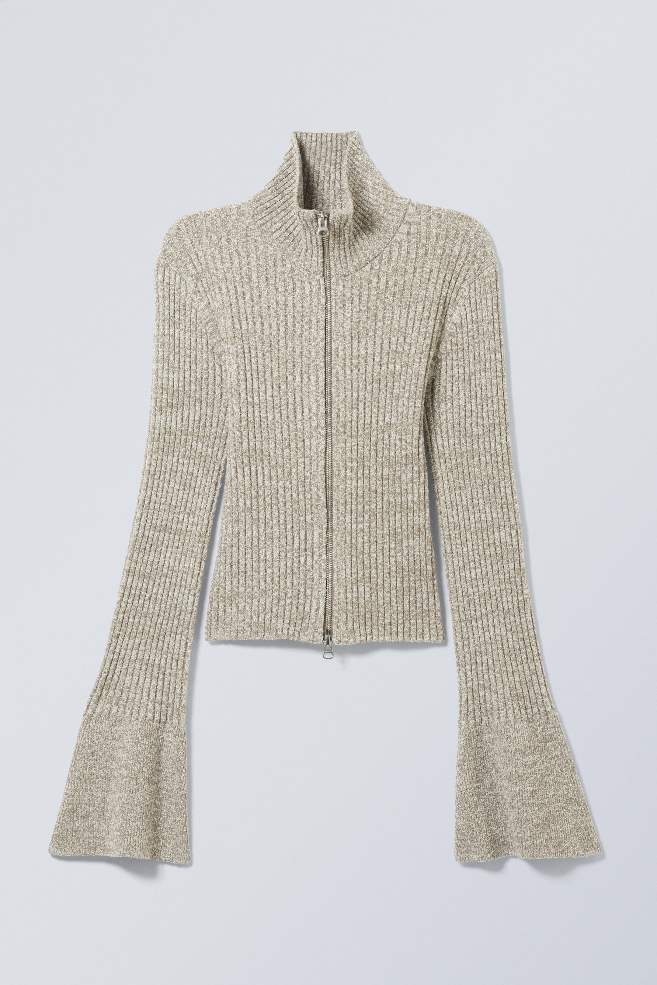 Dusty Beige - Knitted Zip Cardigan - 1