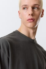 Dark Grey - Loose Boxy Long-Sleeved T-shirt - 1