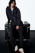 Dark Navy Blue - Loose Fit Scuba Sweatpants - 2