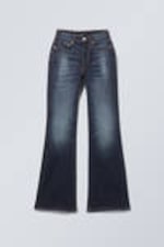 Vein Blue - Dark Blue - Glow Curve High Waisted Regular Flared Leg Jeans - 5