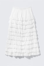 White - Tiered Frilled Maxi Skirt - 0