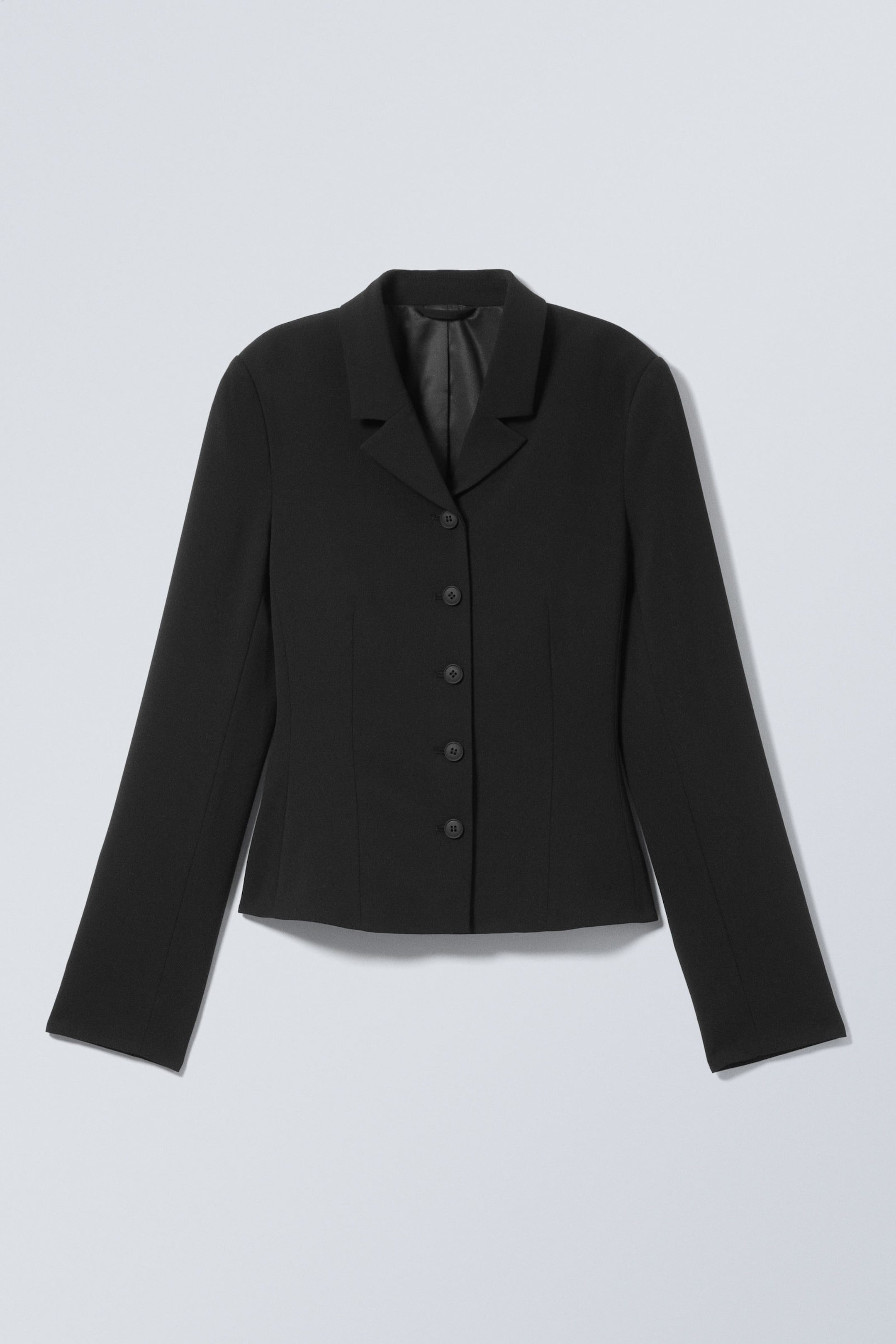Schwarz - Schmaler einreihiger Blazer - 4