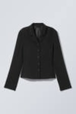 Schwarz - Schmaler einreihiger Blazer - 4