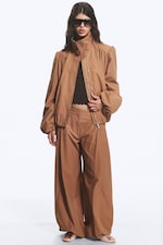 Marron moyen - Veste de survêtement oversize à col cheminée - 2