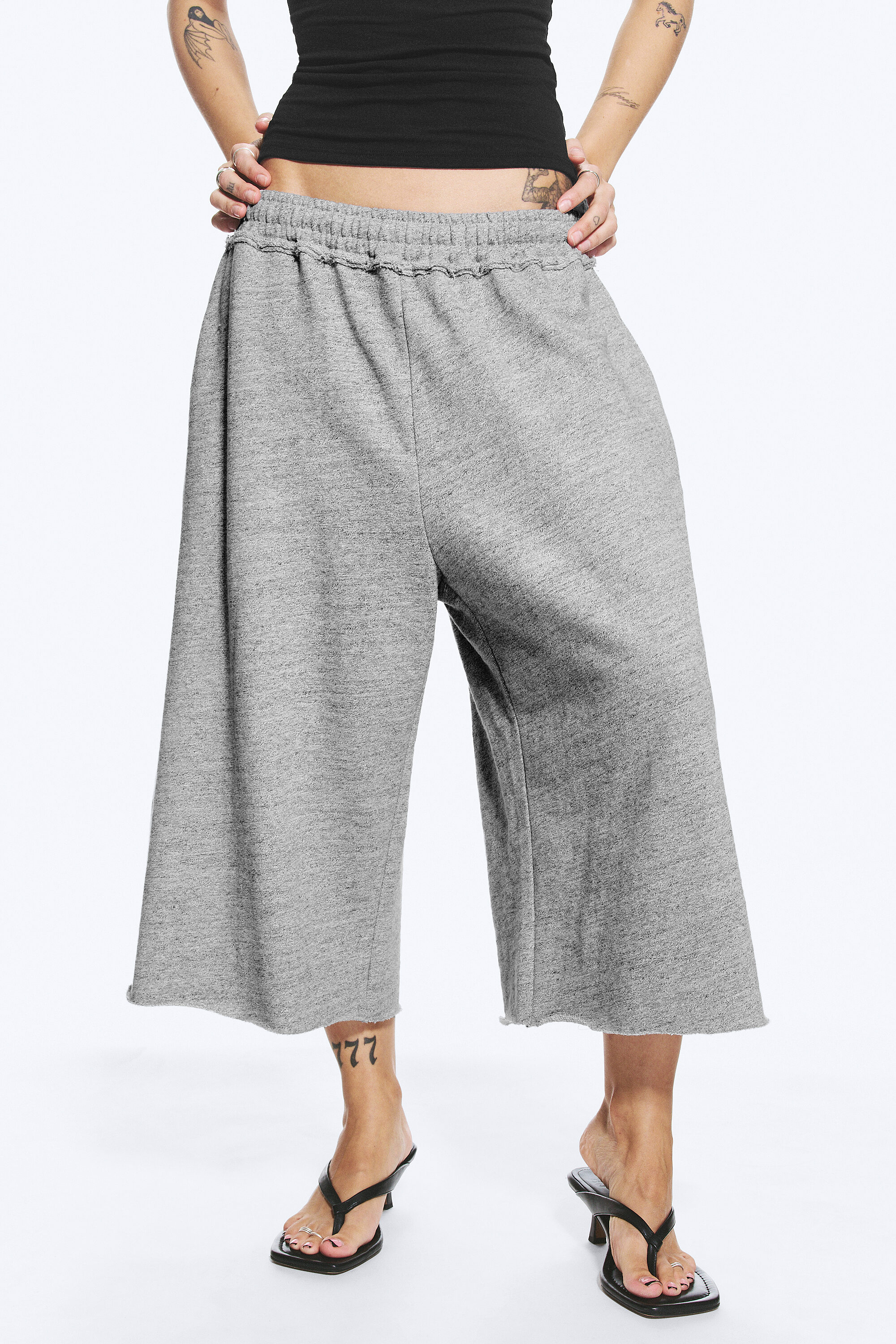 loose terry shorts - Dusty Light Grey Melange | Weekday GB