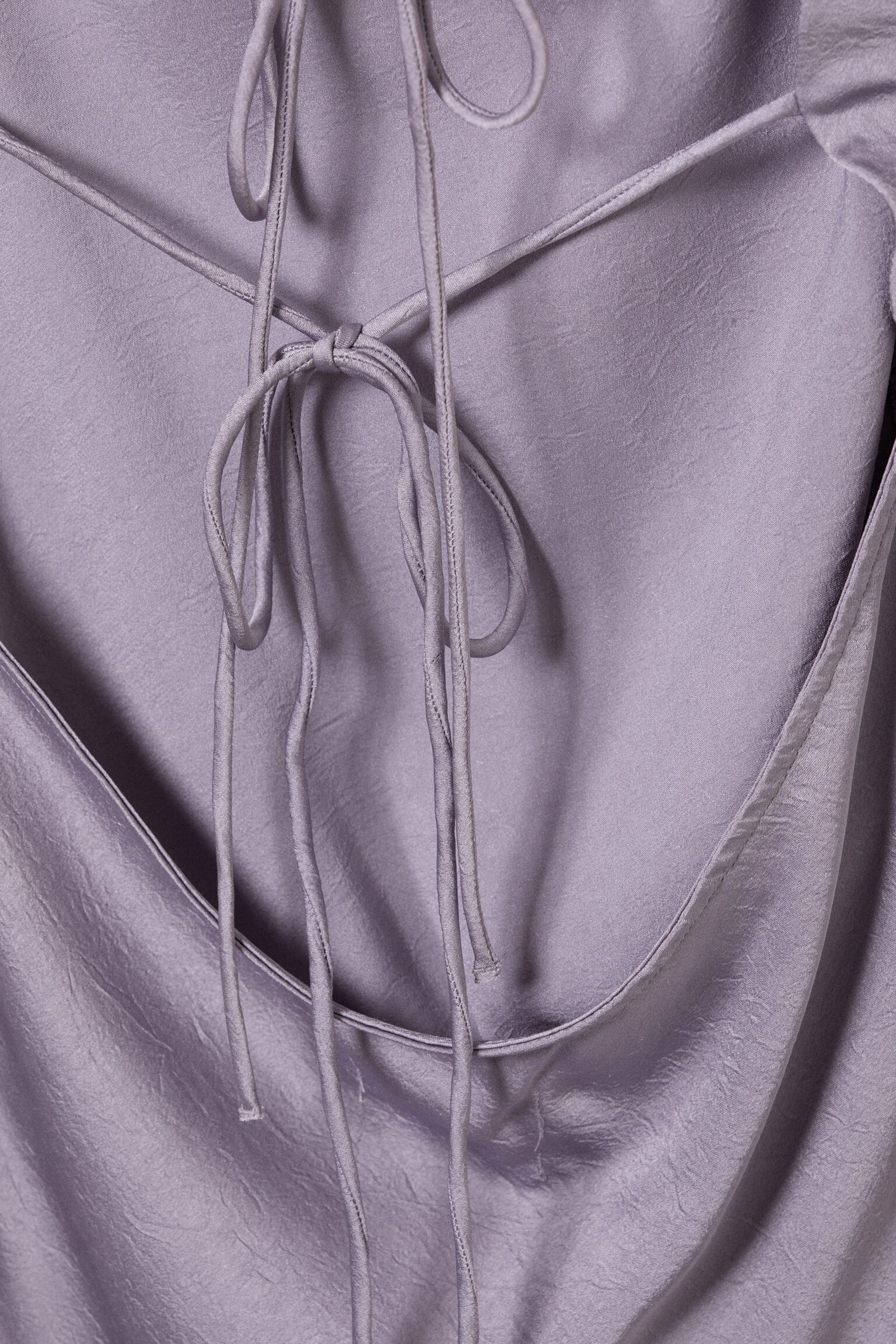 Long-Sleeved Asymmetric Satin Mini Dress - Lilac/Black - 7