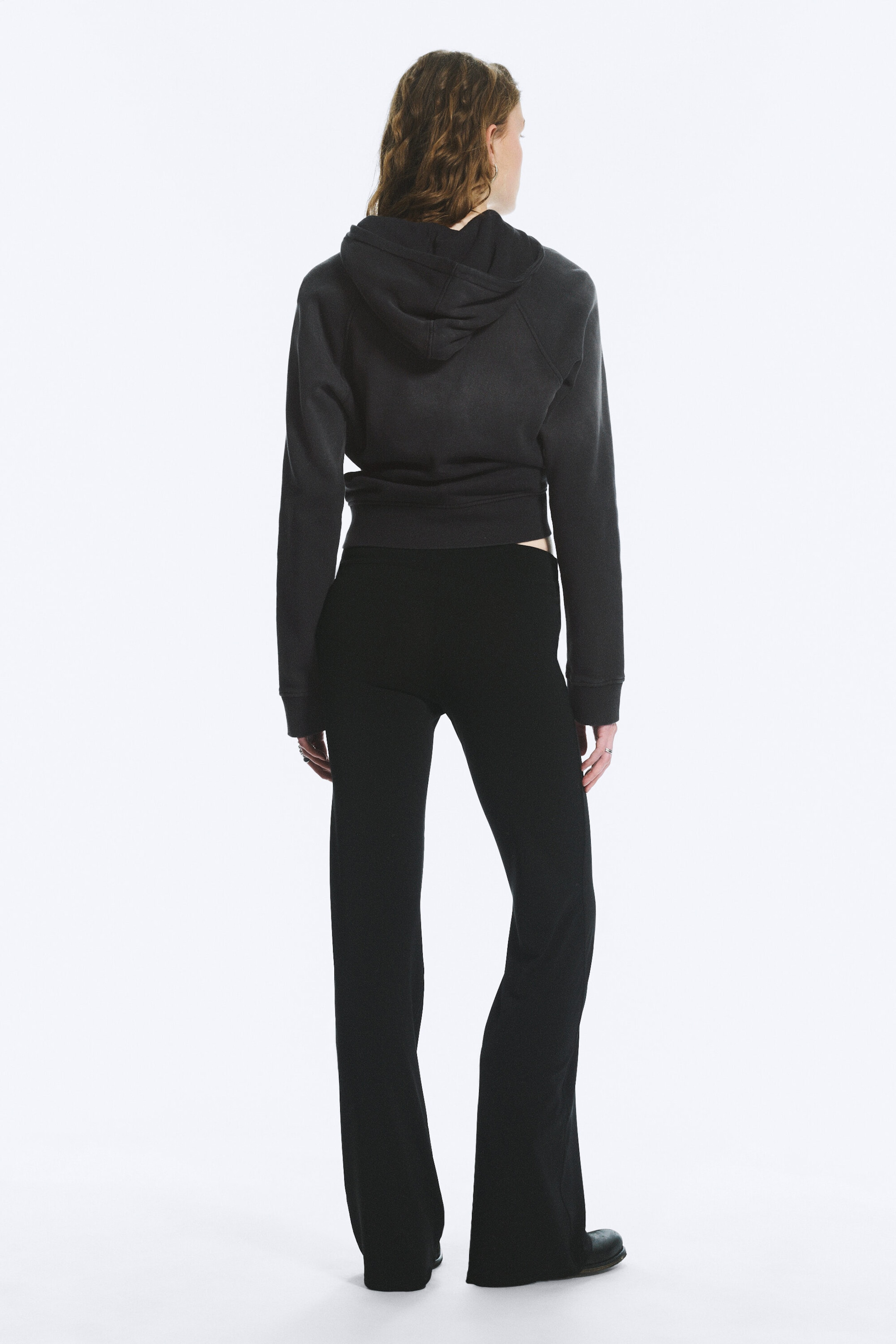 Black - Low Rise Bootcut Jersey Trousers - 3