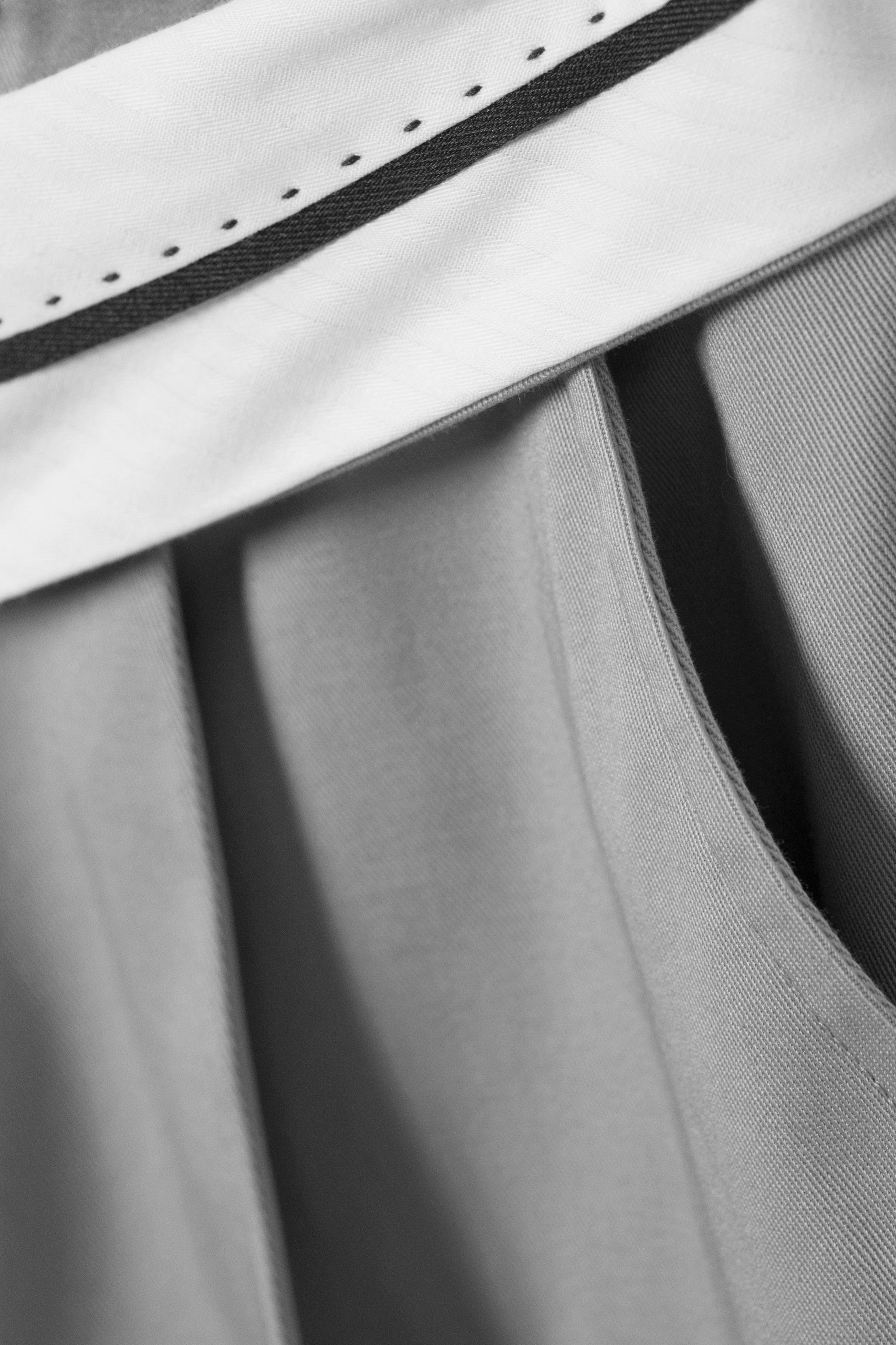 Grey - Low Rise Folded Waist Twill Trousers - 5