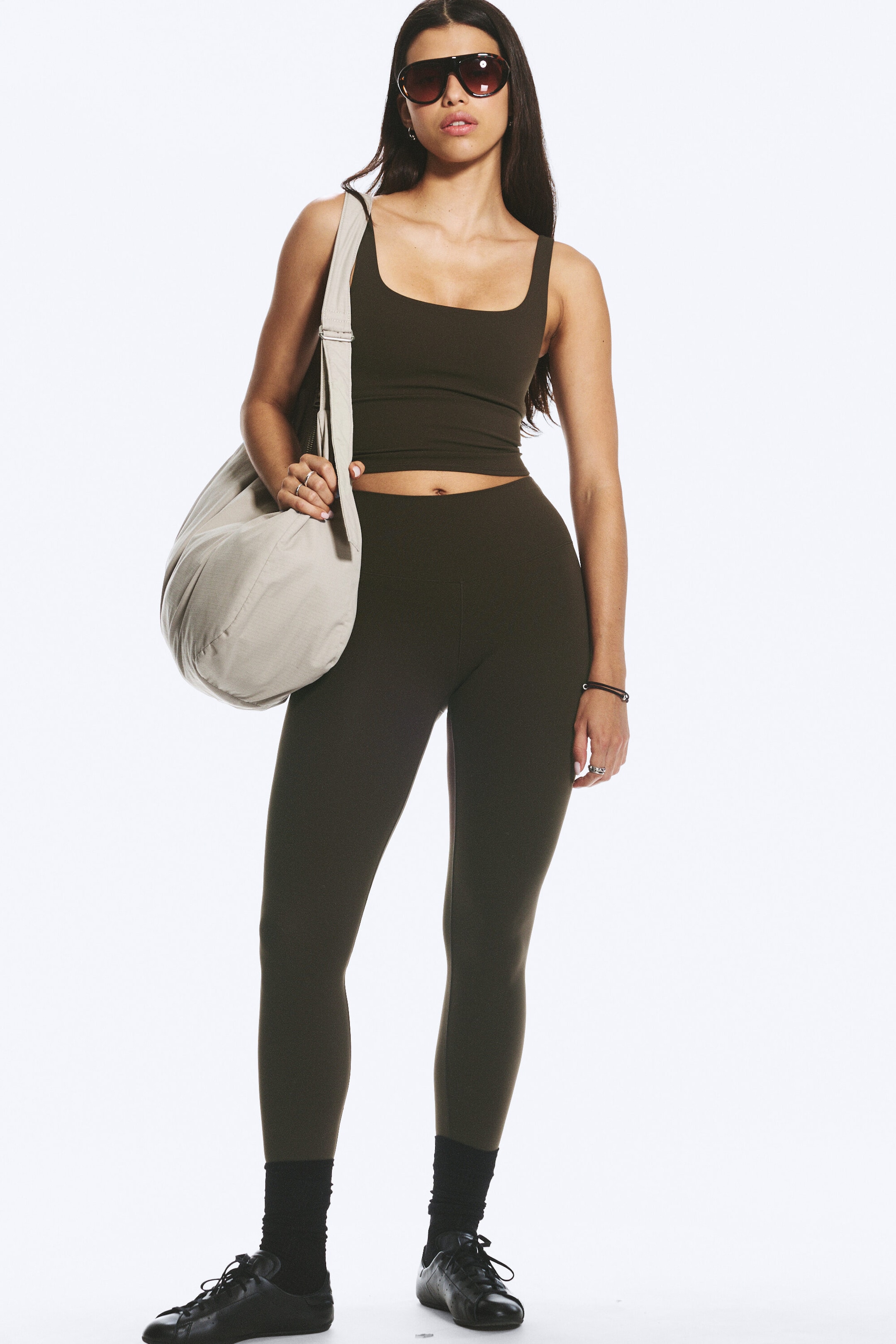 Dark Brown - Cropped Sports Top - 2