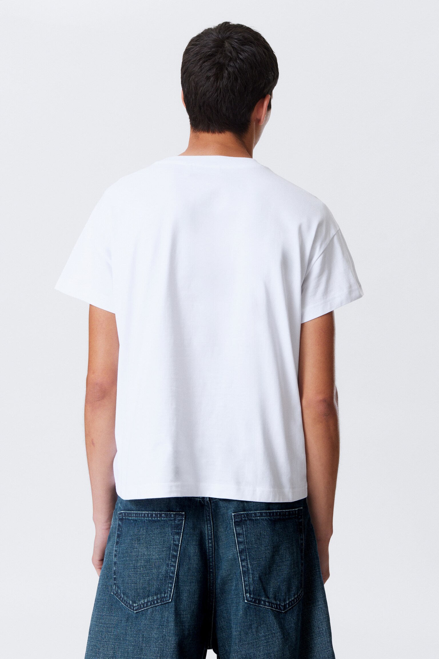 Boxy T-shirt i bomuld med korte ærmer - Hvid - 4