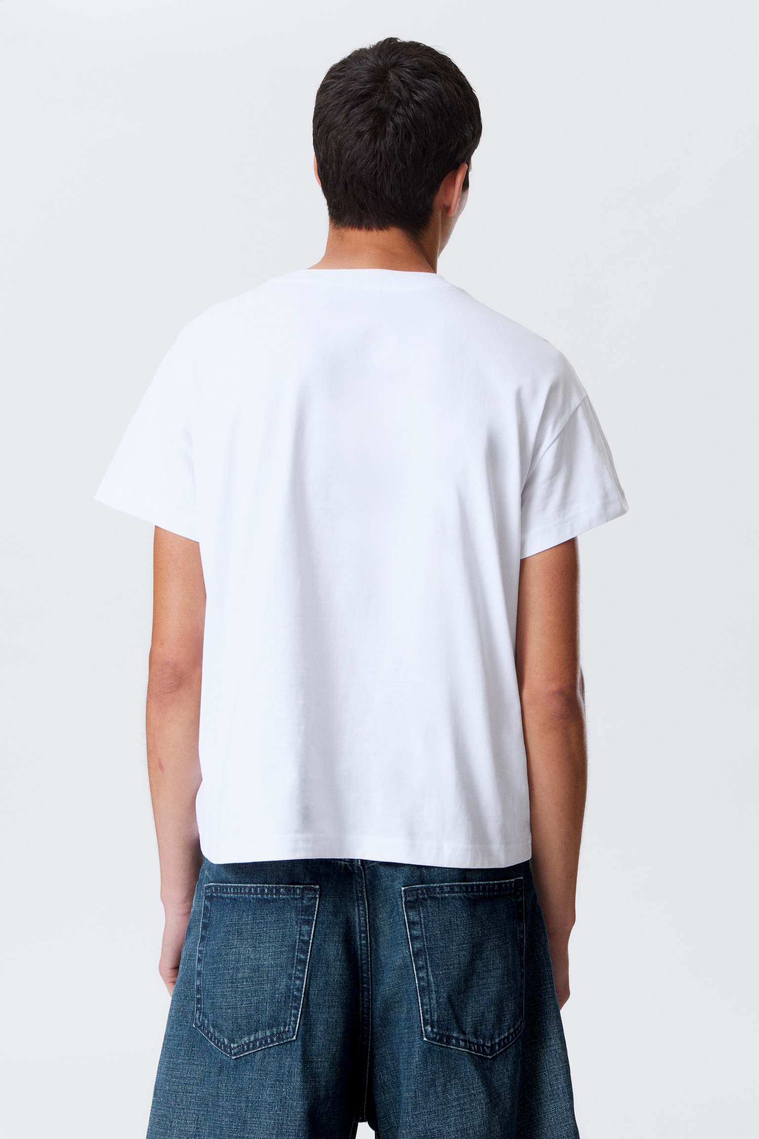 Boxy T-Shirt aus Baumwolle mit Flügelärmeln - Weiß - 3