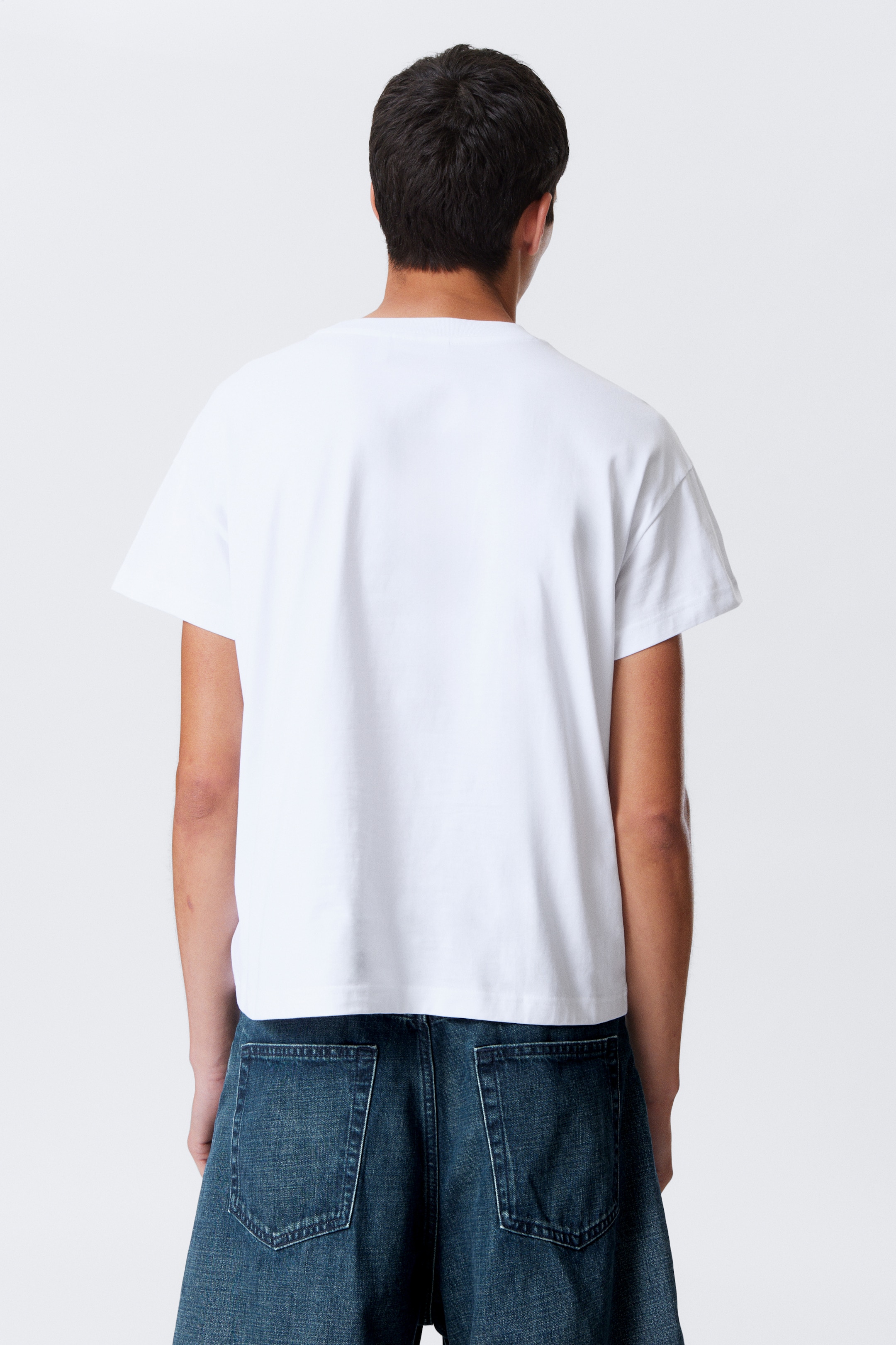 View larger image: Cap-Sleeved Boxy Cotton T-shirt - White - Men | H&M GB 3