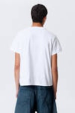 Vit - T-shirt i boxig modell med holkärm i bomull - 2