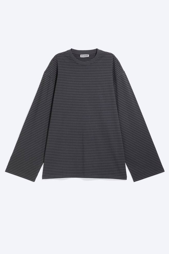 Oversized-T-Shirt mit langen Ärmeln - Dunkelgrau gestreift/Dunkelblau/Weiß/Schwarz - 1