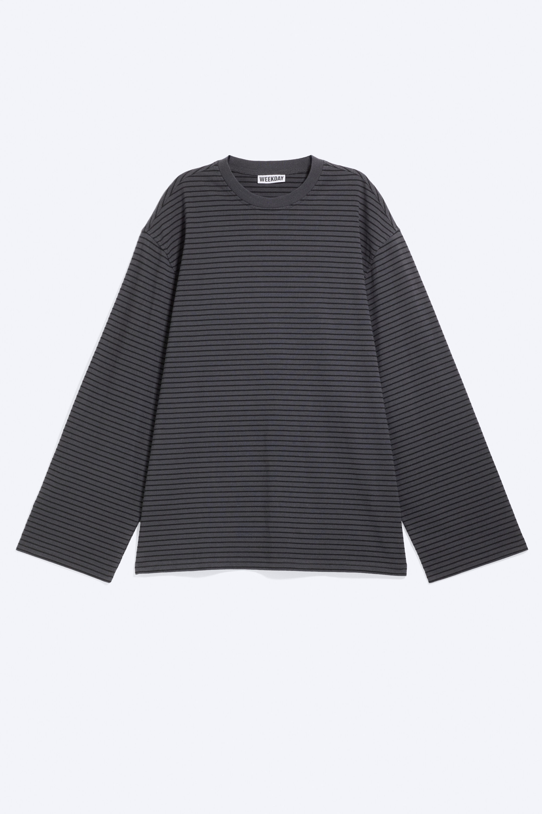 Striped Dark Grey - Oversized Long Sleeve T-shirt - 1