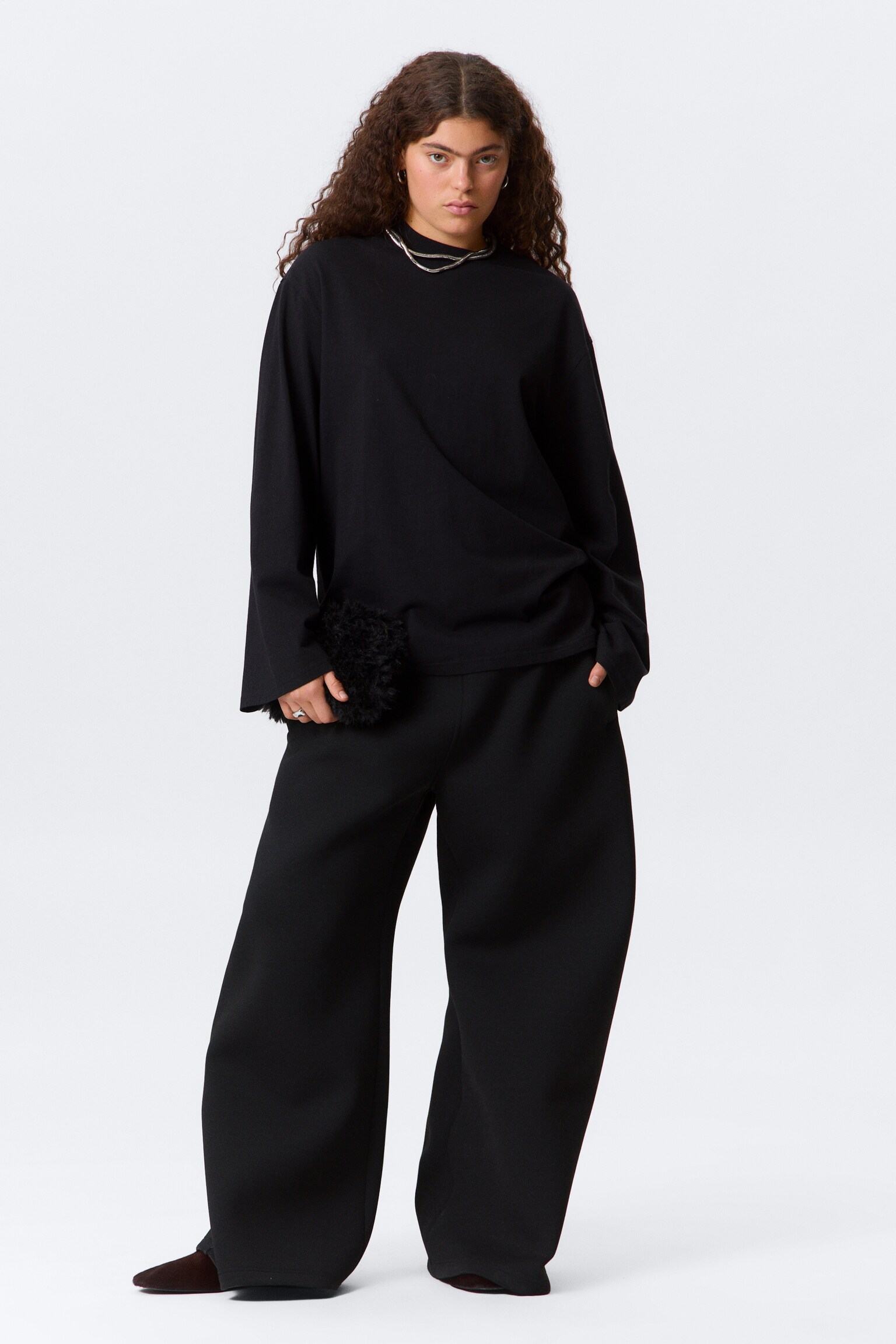 Oversized Long Sleeve T-shirt - Zwart/Bordeauxrood/Wit/Donkergroen