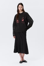 Washed Black - Dragon Gaze - Boxy top met print en lange mouwen - 1