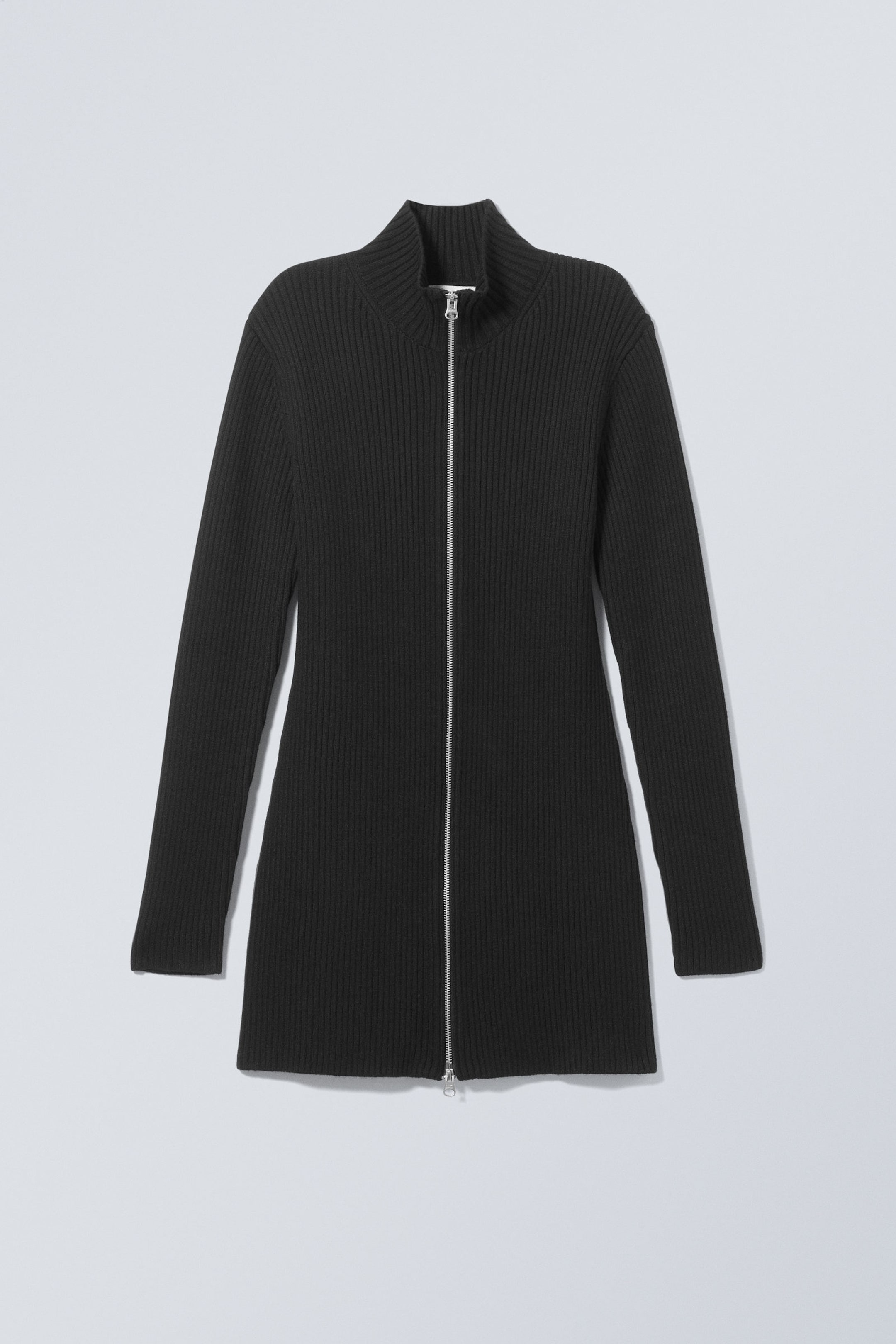 Black - Laila Long Zip Cardigan - 1
