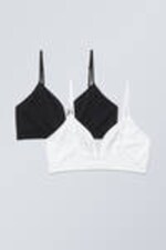 Black White - 2-pack Cat Soft Triangle Bra - 1