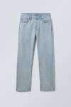 【SATUR】Tapered Relaxed Washed Denim Pants - Light Blue space relaxed straight leg jeans - Opulent Blue - Light Blue