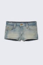 Grime Blue - Hellblau - Booty Bei Low Waist Mini Denim Shorts - 3