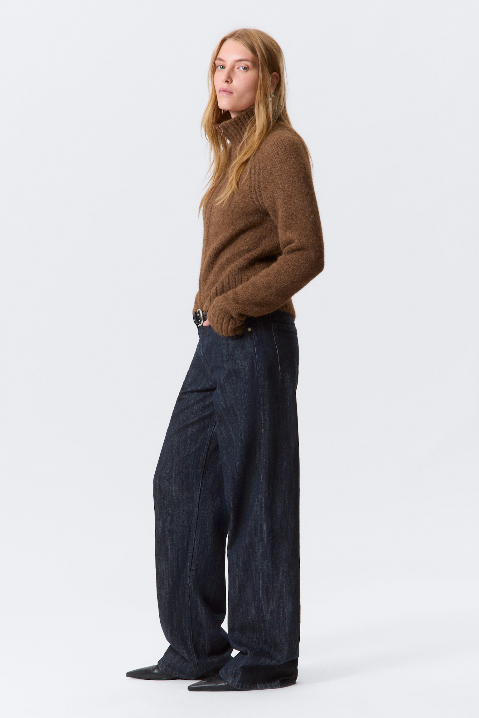 Jean ample à taille mi-haute - Bleu foncé - 4