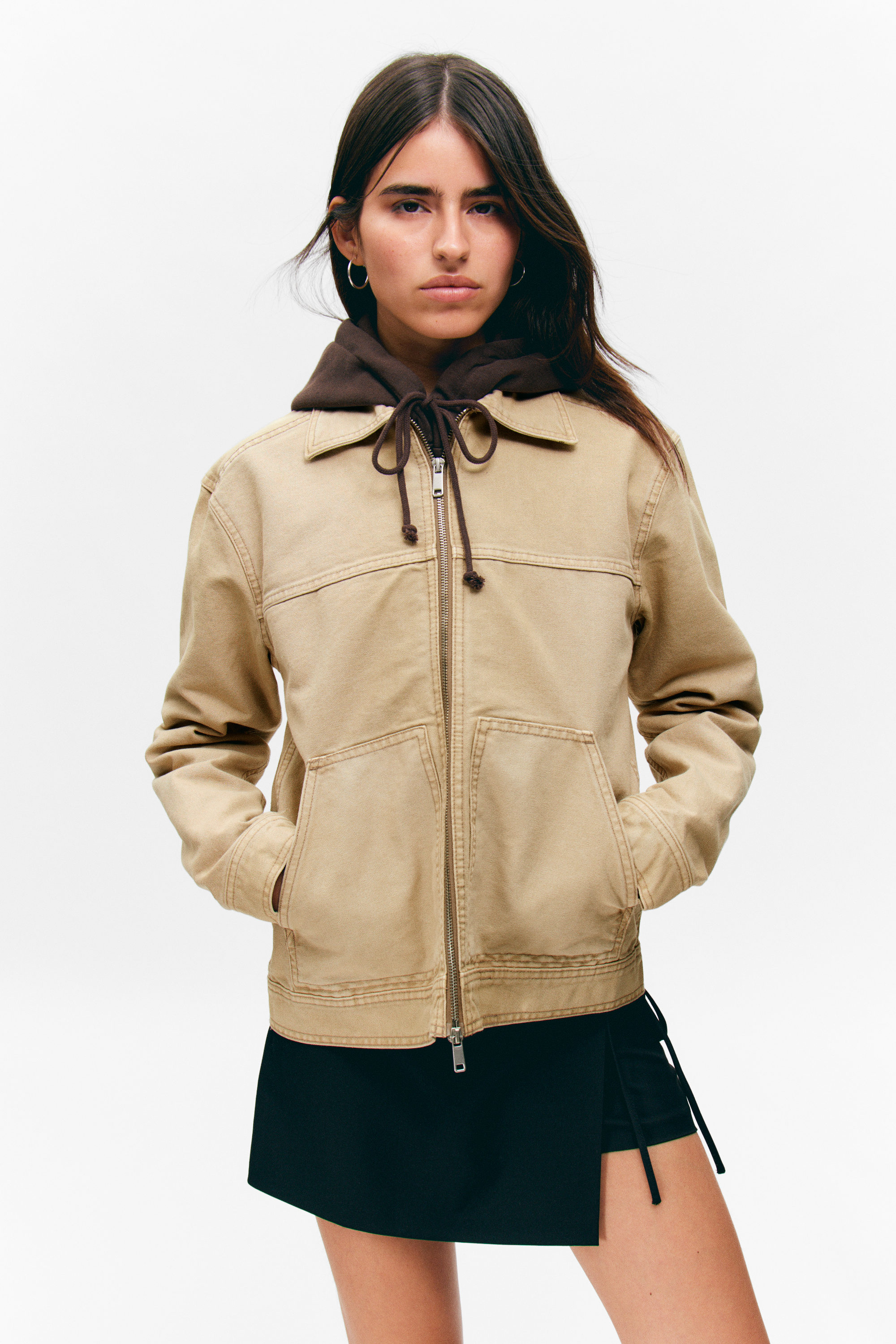 Dusty Beige - Two-way Zip Oxford Jacket - 4