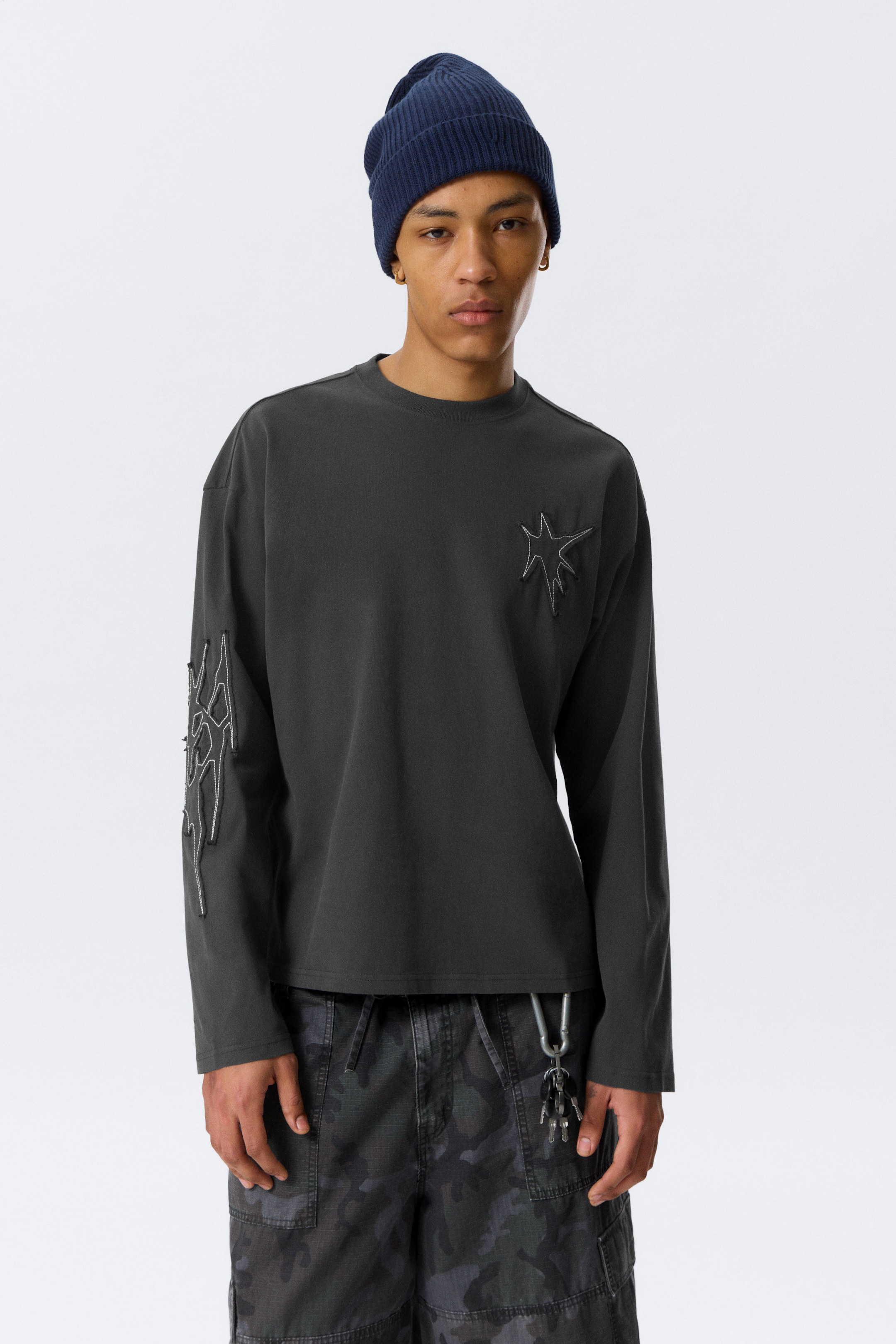 Dark Grey - Tristar - Great Boxy Graphic Long Sleeve T-shirt - 1