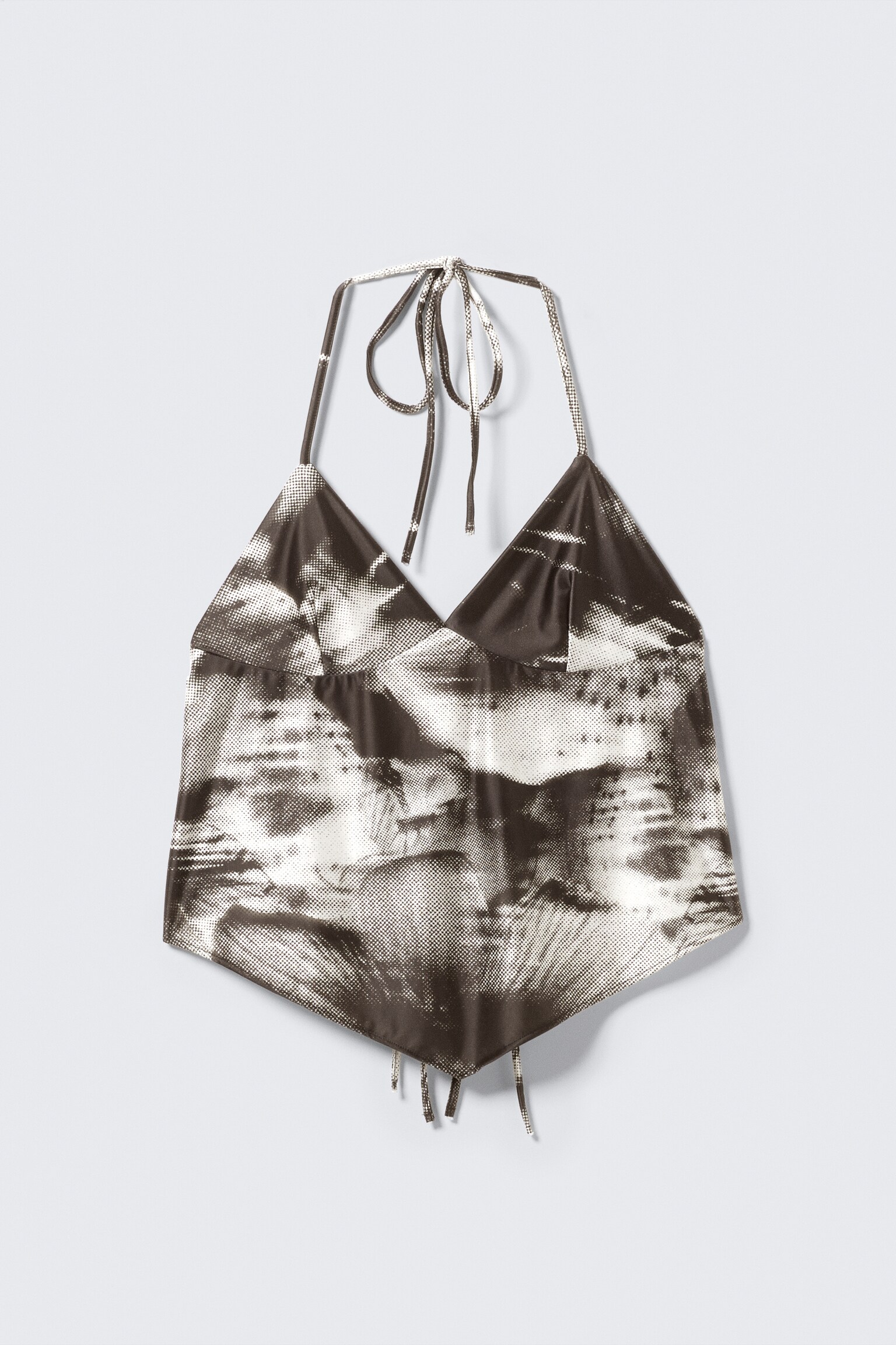 Cropped Printed Halterneck Top - Brown - Abstract Floral/Brown & Green Floral Dots - 6