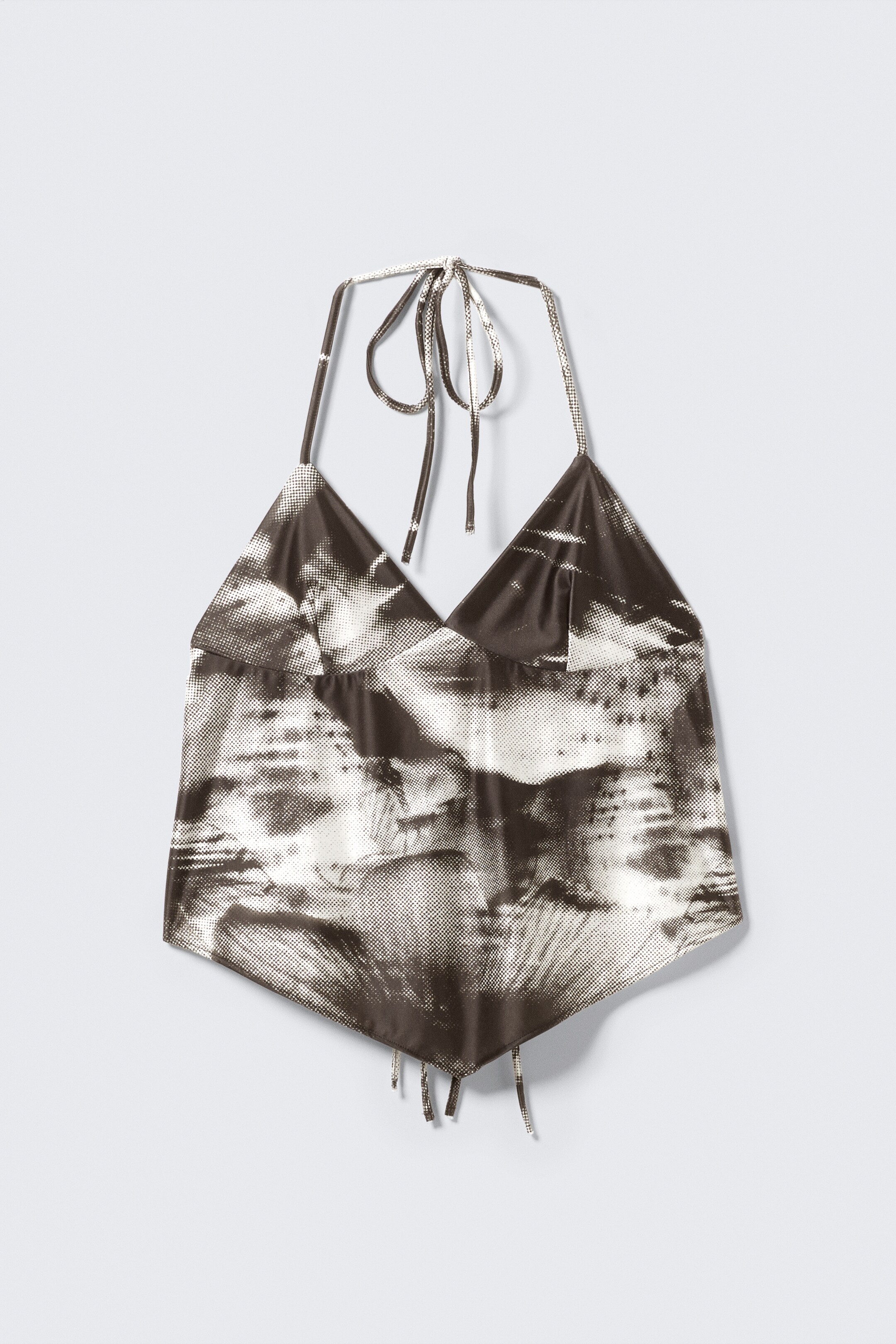 Ingrandisci l'immagine: Cropped Printed Halterneck Top - Brown - Abstract Floral - DONNA | H&M CH 6
