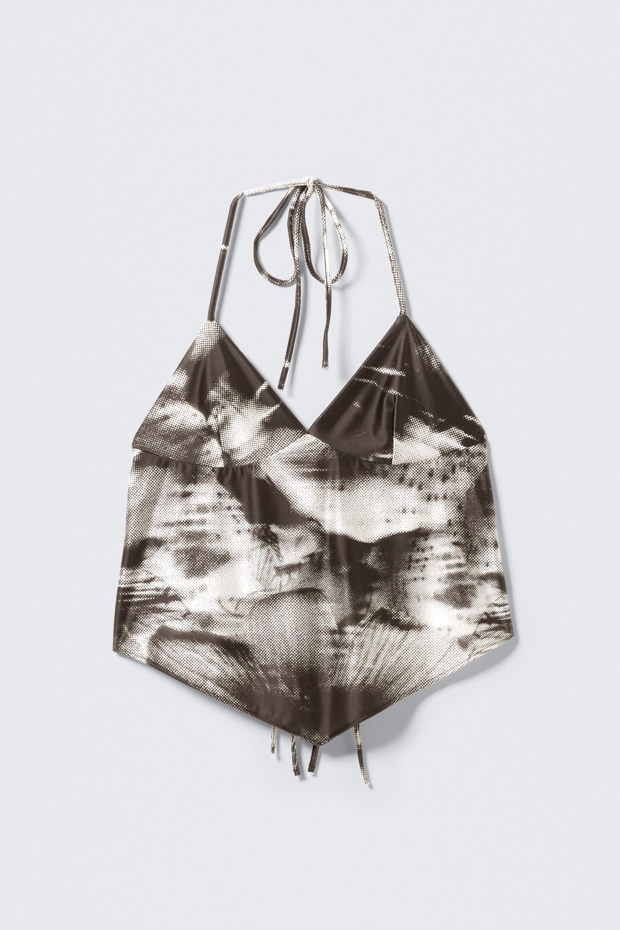 Brown - Abstract Floral - Korte haltertop met print - 1