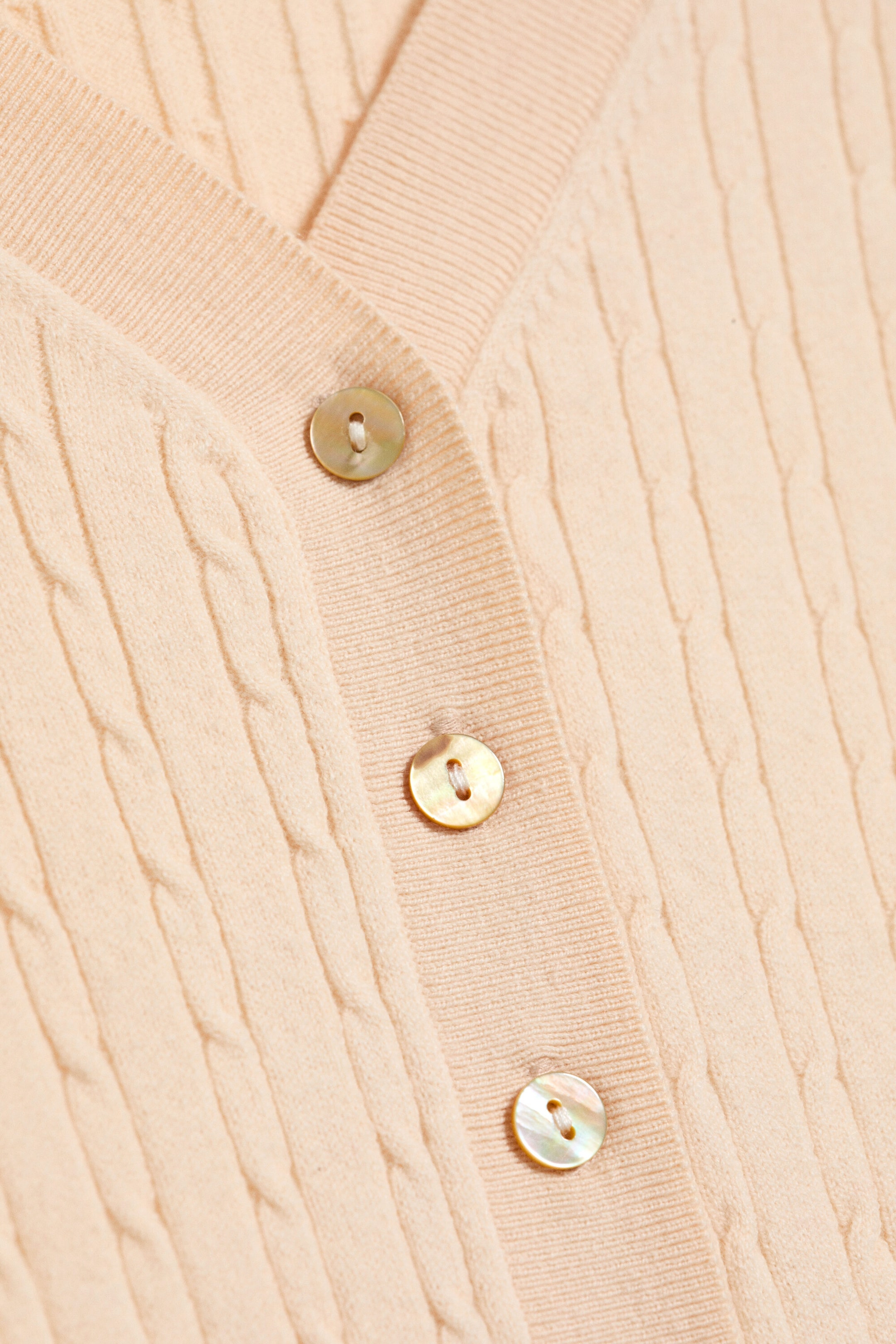 Beige - Cardigan En Maille À Col V - 5
