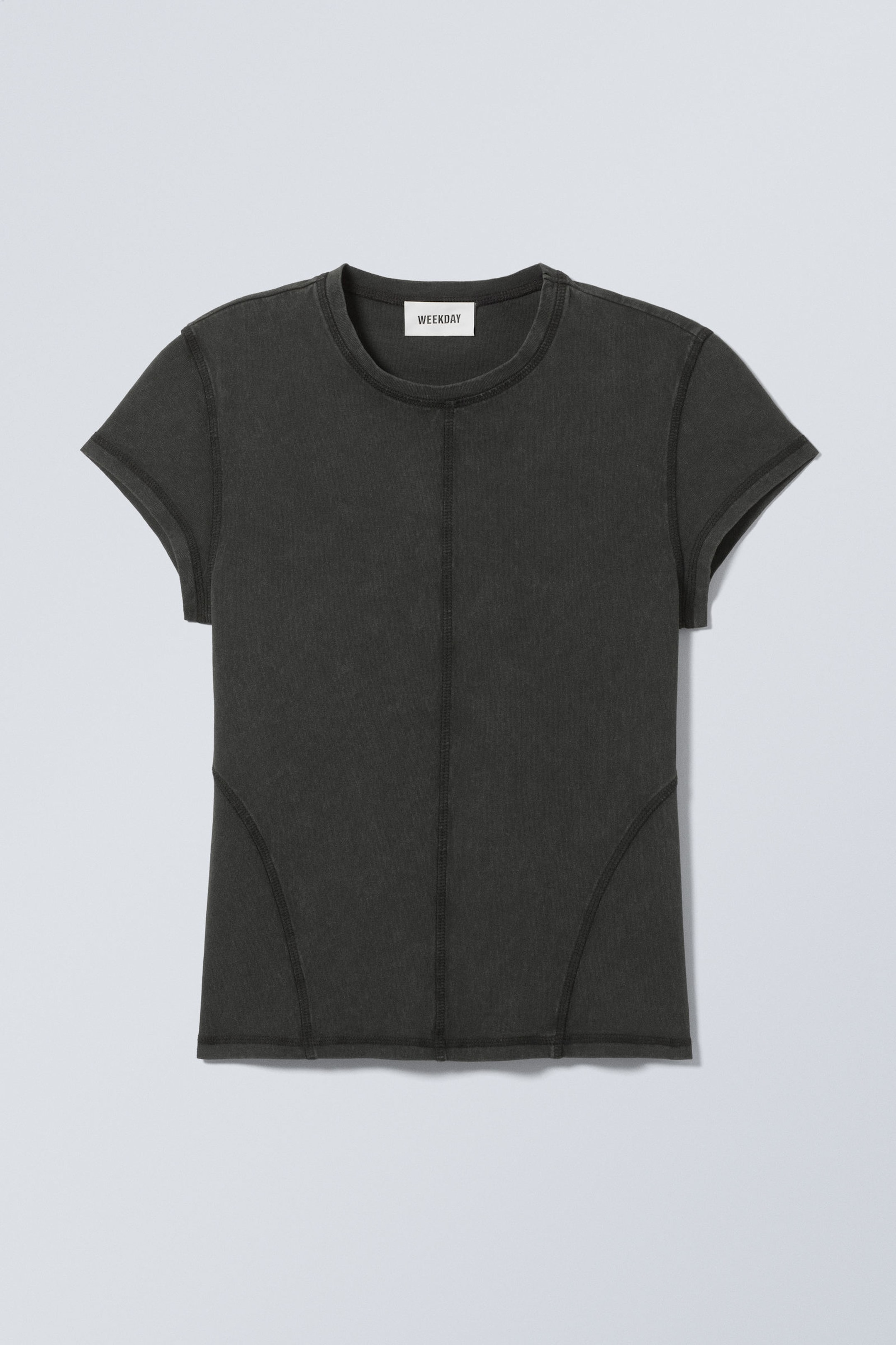 Washed Dark Grey - Washed Fitted Turned T-shirt - 1