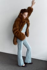 Rust Brown - Relaxed faux fur jacket - 1