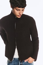 Dark Brown - Relaxed wool-blend cardigan - 0