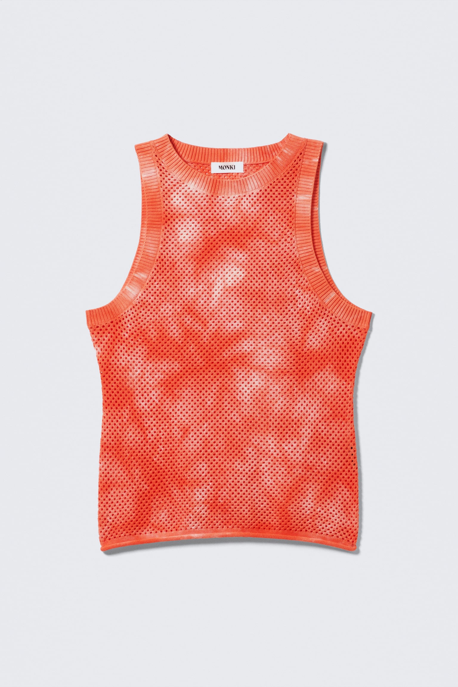 Open-Knit Cotton Tank Top - Orange Tie-Dye/Multi Stripe - 2