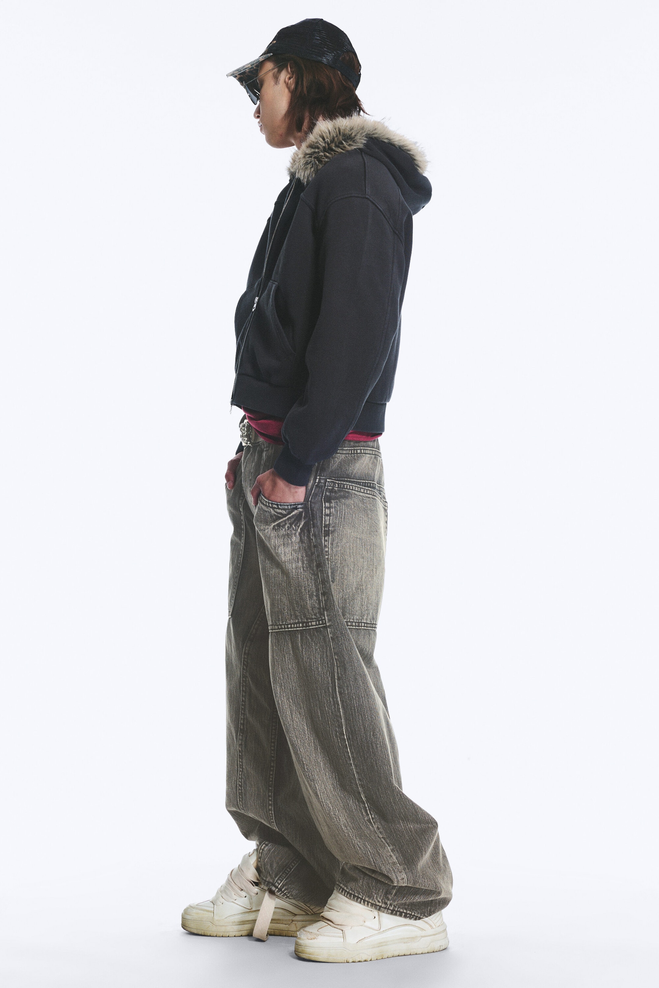Smokey Black - Black - Dunno Unisex Low Rise Loose Barrel Jeans - 3
