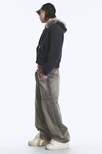 Smokey Black - Black - Dunno Unisex Low Rise Loose Barrel Jeans - 3