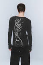 Schwarz washed - "I'm a Mess" - CM x LB körperbetontes Unisex-Longsleeve - 2