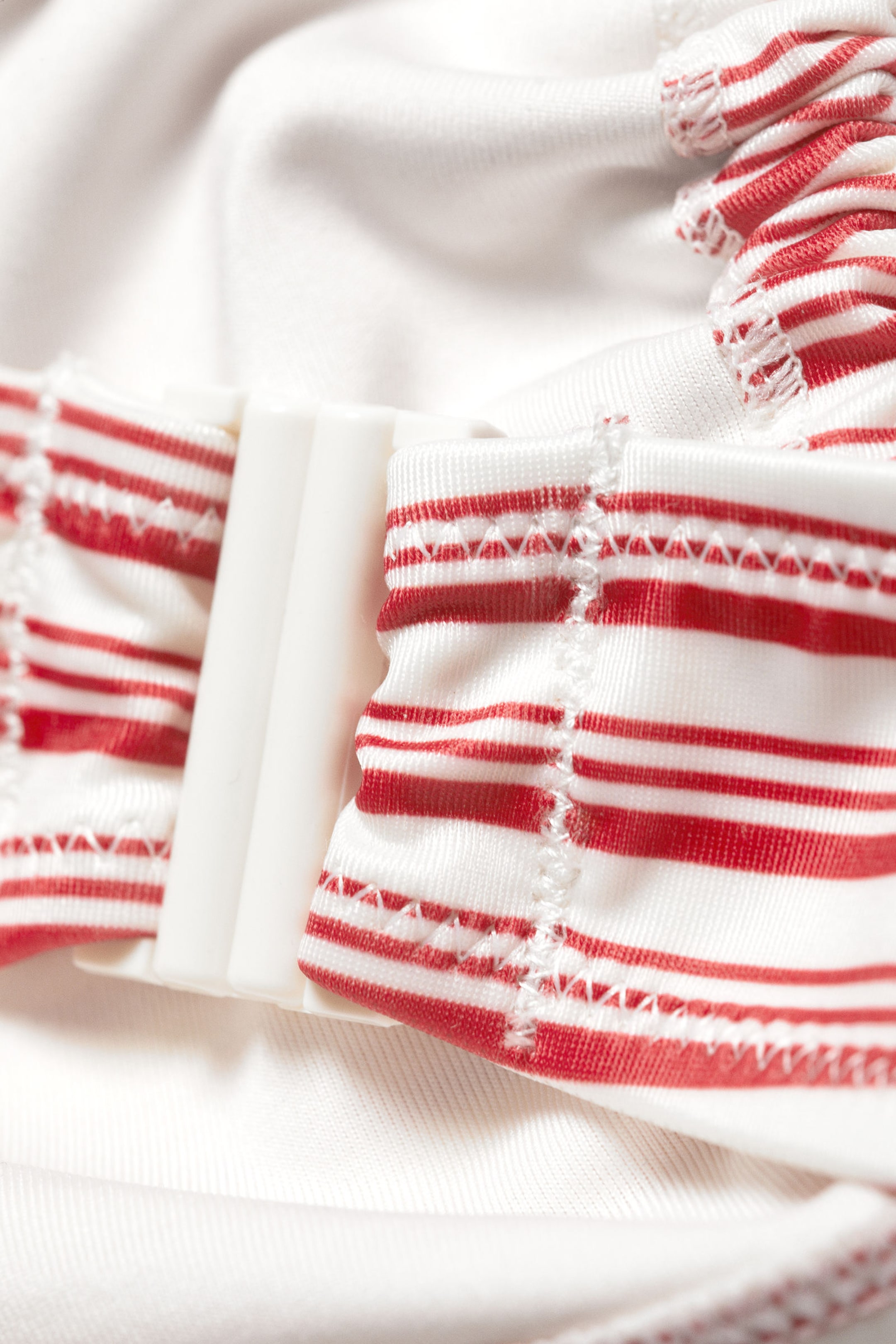 Rote Multi-Streifen - Bedrucktes, gerafftes Neckholder-Bandeau-Bikini-Top - 6