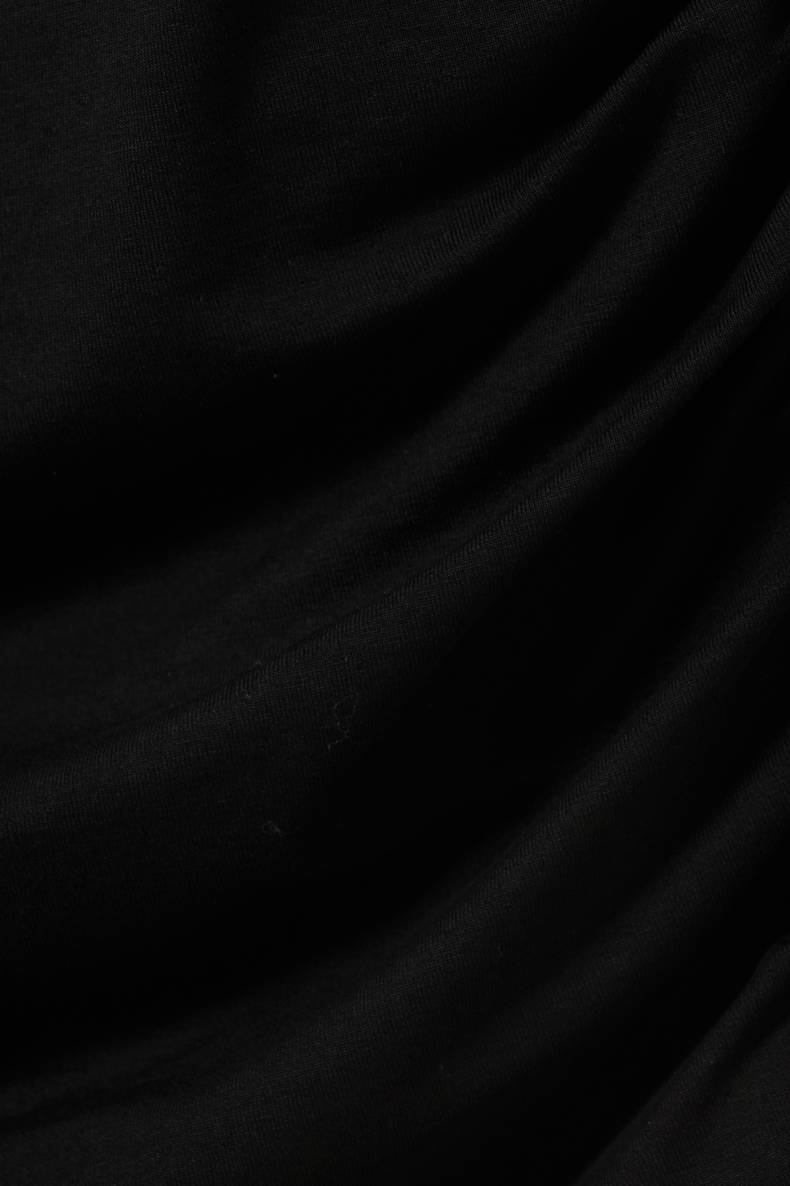 Drapiertes, asymmetrisches Langarm-Minikleid - Schwarz/Schwarz/Grau gestreift - 4