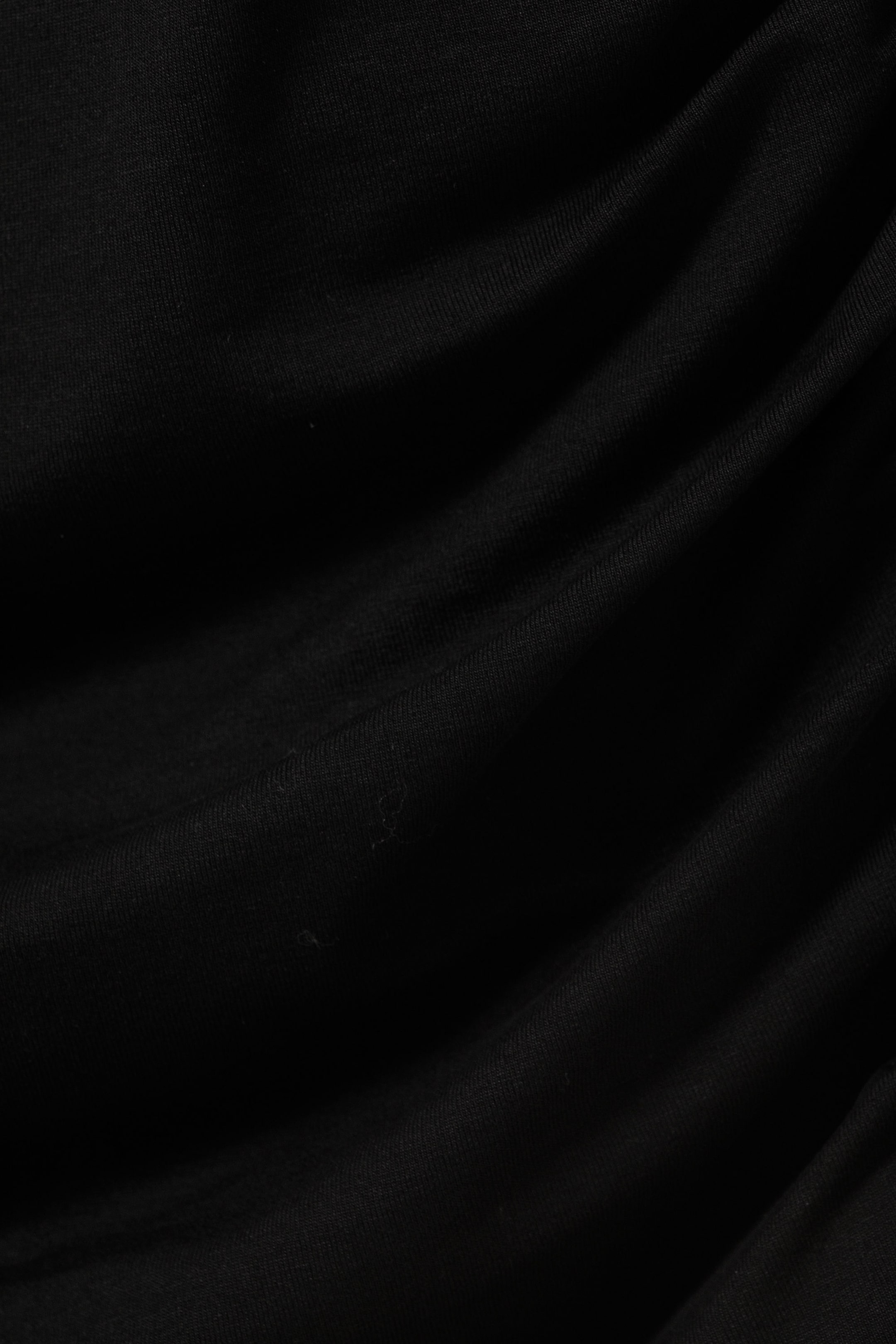 Black - Draped Asymmetric Long-Sleeved Mini Dress - 4