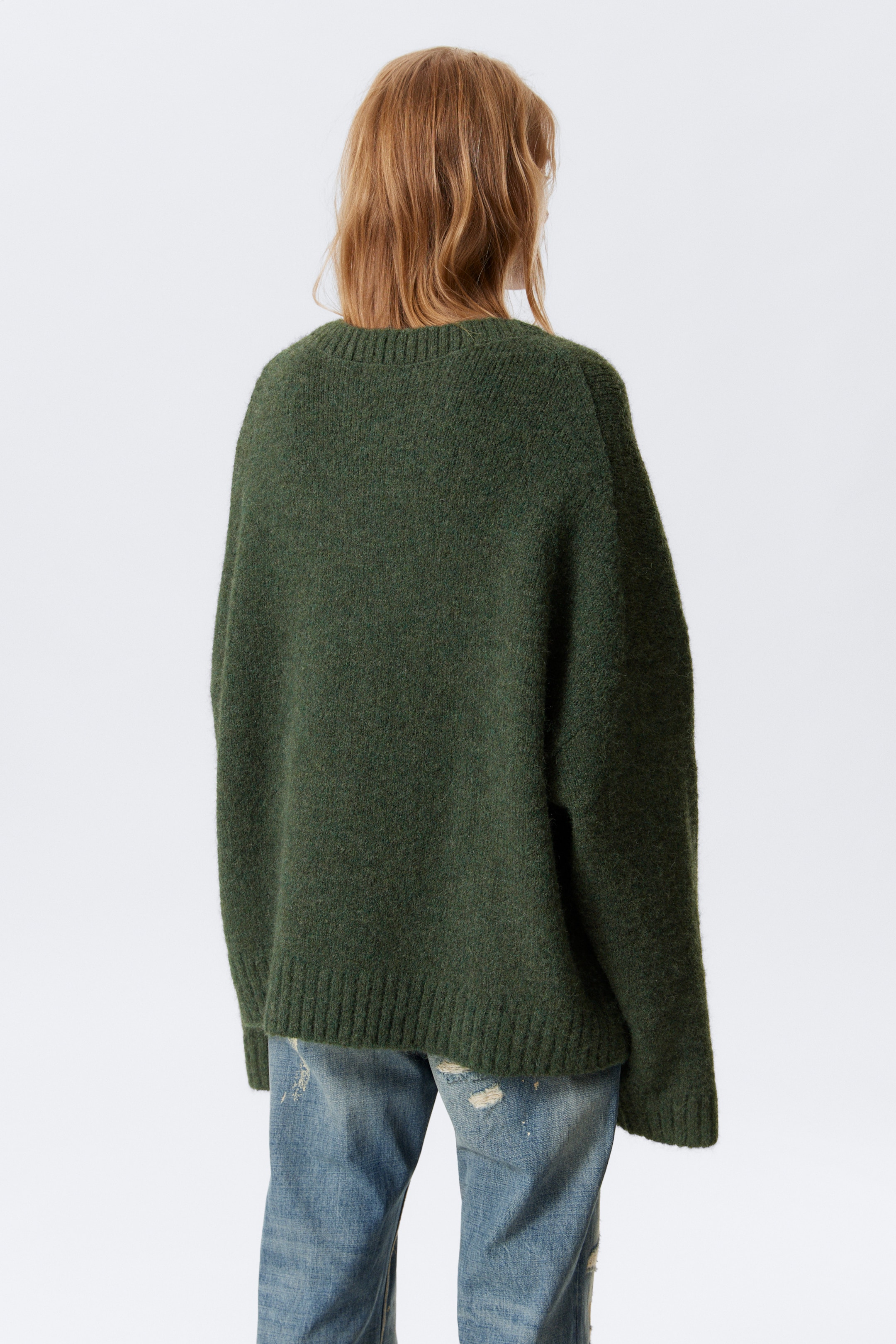 Ingrandisci l'immagine: Oversized V-Neck Wool Blend Sweater - Dark Green - DONNA | H&M CH 3