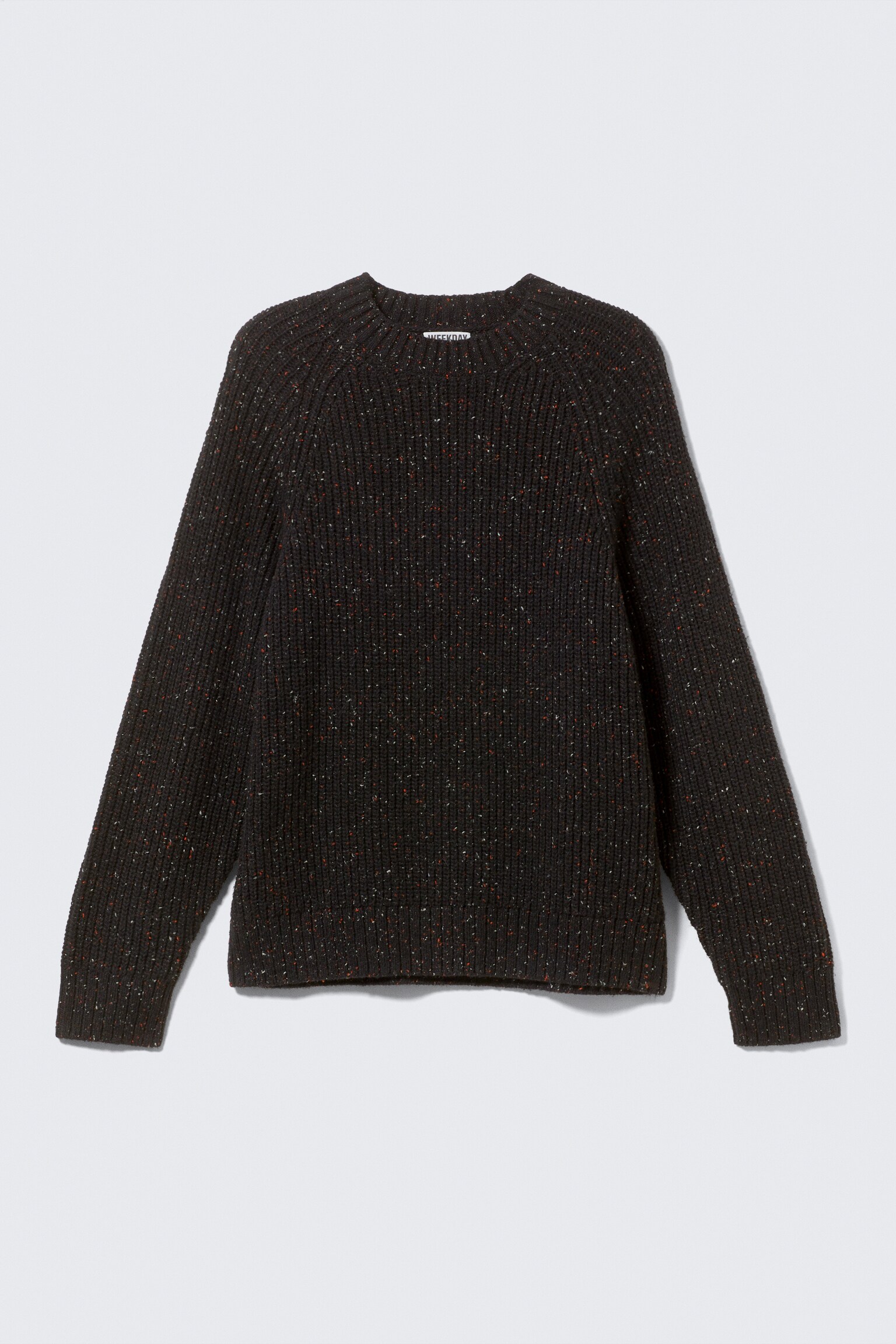 Relaxed Fit Nepped Knit Sweater - Black/Dusty Ecru Melange - 2