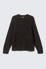 Black - Relaxed Fit Nepped Knit Sweater - 4