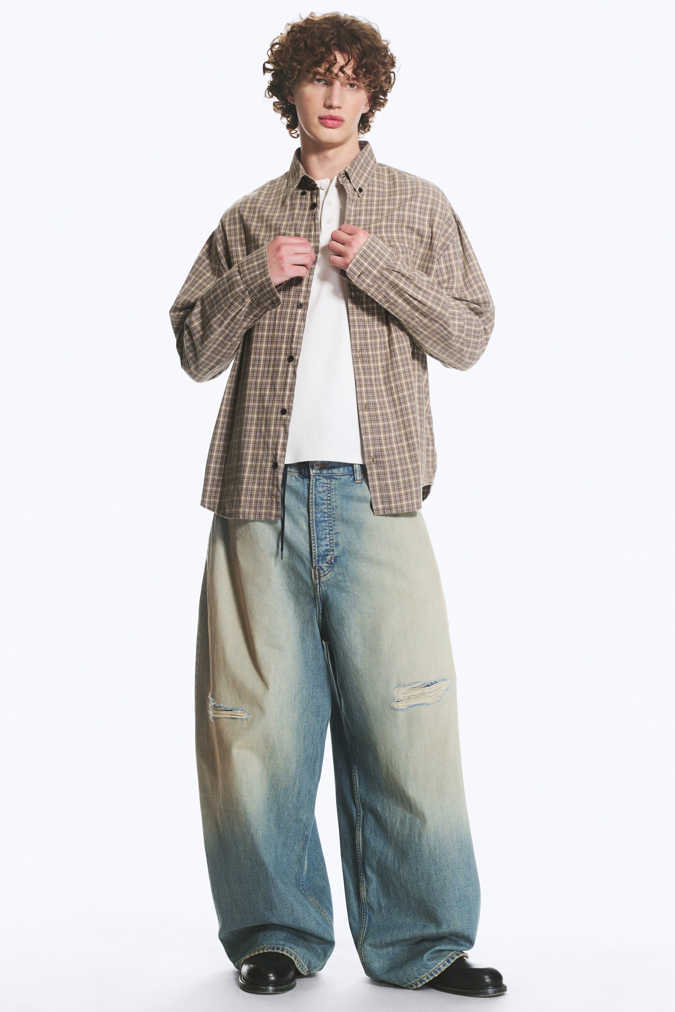 Checked Washed Mole - Long-sleeved flannel buttoned shirt - 2
