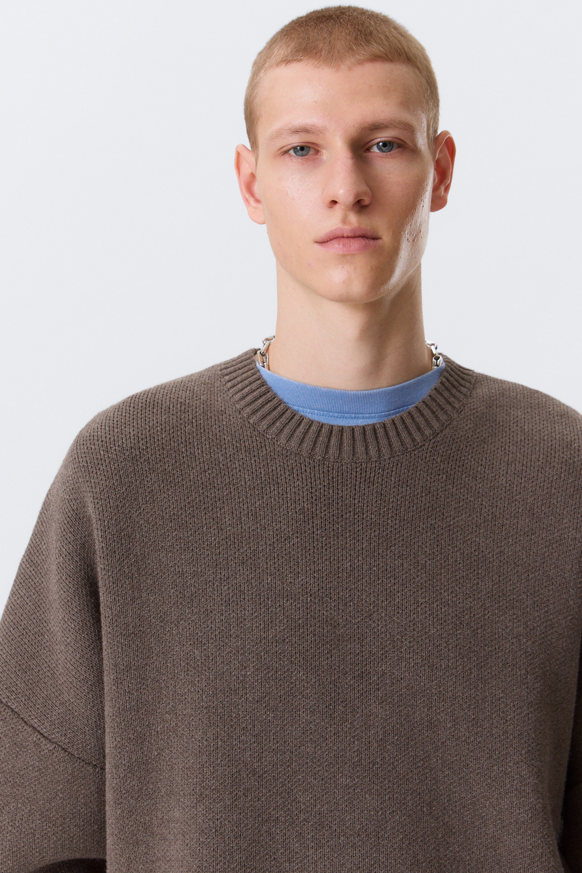 Brown Melange - Oversize-Pullover aus schwerer Baumwolle - 2