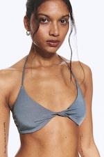 Taubenblau - Schimmer - Neckholder Bikini-Oberteil - 1