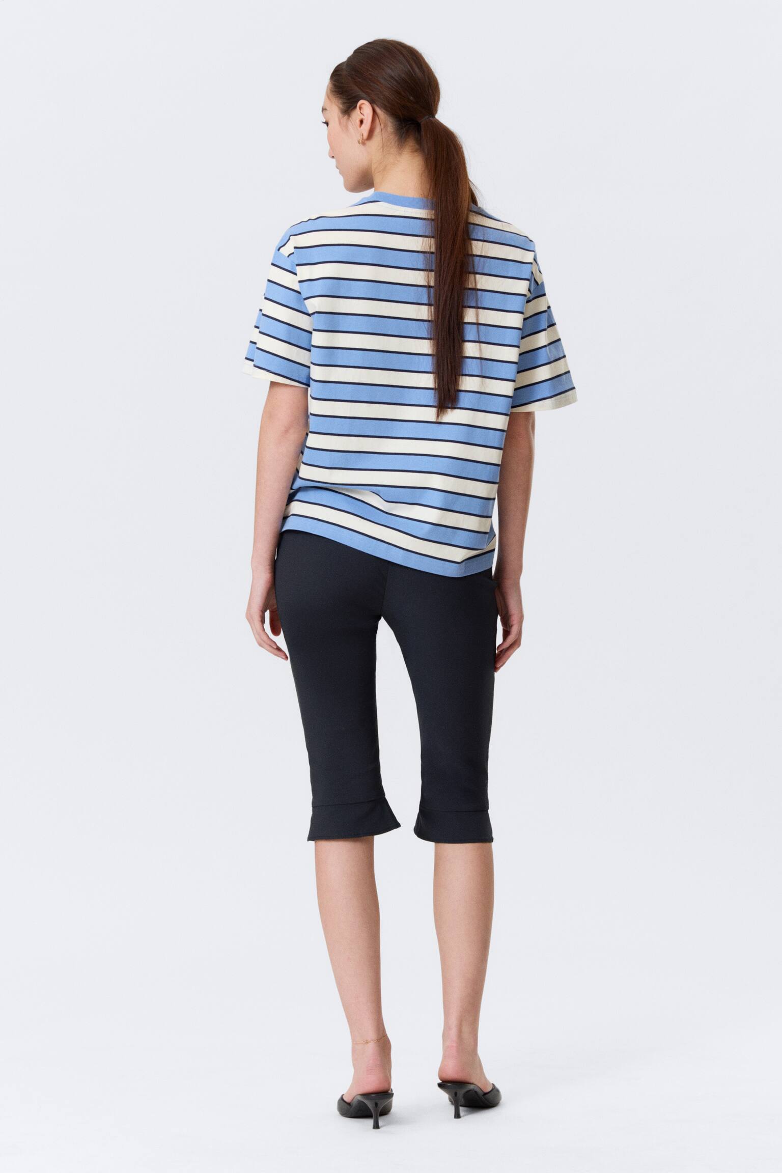 T-shirt boxy en coton - Rayures bleu et blanc/Rayures noires et blanches/Beige Clair - Rayure Lilas - 3