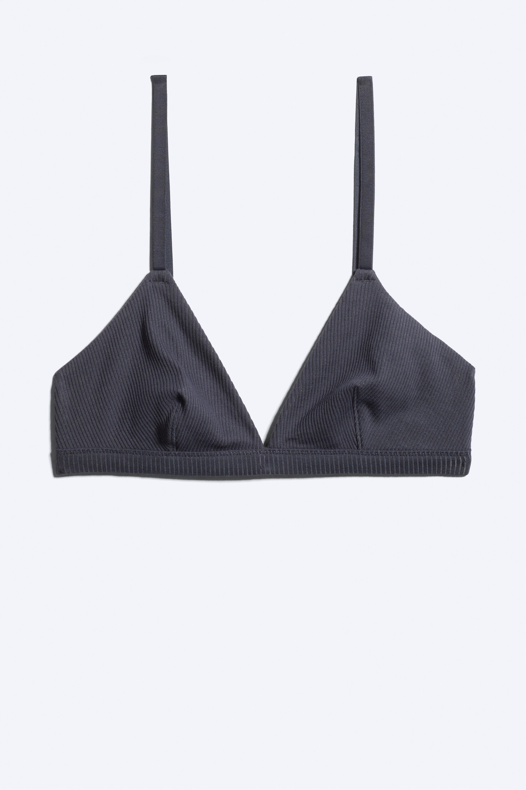 Dunkelblau - Minimalistischer, gerippter Soft-Triangel-BH - 3